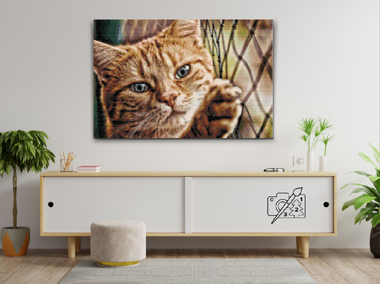 Diamond Paint - Kat på hegnet