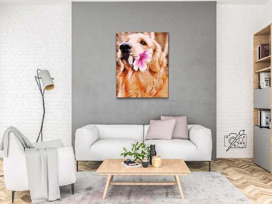 Diamond Paint - Labrador med blomst