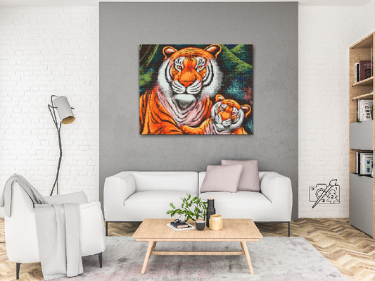 Diamond Paint - Familie af tigre