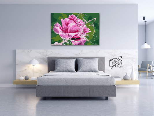 Paint by number - Rose og Sommerfugl lavet af vanddråber