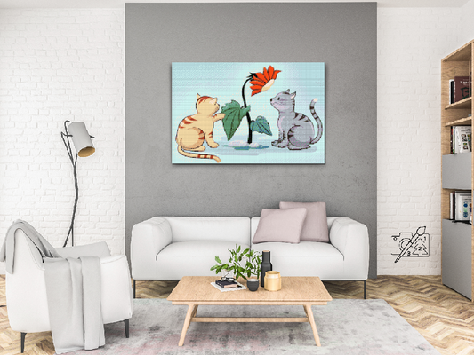 Diamond Paint - Katte og Blomst