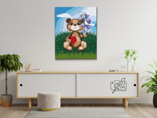 Paint by number - Teddy med Liljekonvall
