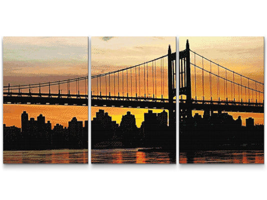 Diamond Paint - Solnedgang i byen (sæt af 3)