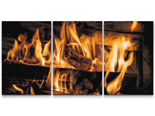 Diamond Paint - Fire in the Fireplace (sæt af 3)
