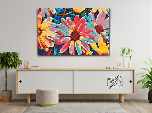 Paint by number - Neonblomster