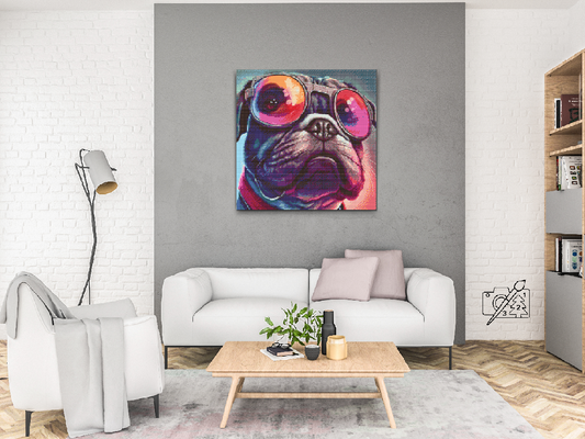 Diamond Paint - Hund med stilfulde briller 2