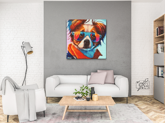 Diamond Paint - Hund med stilfulde briller 1