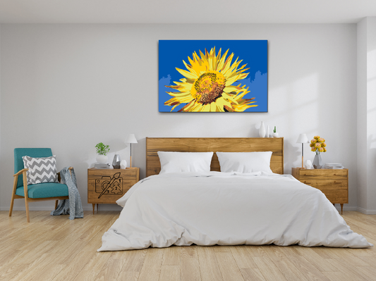 Paint by number - Blå himmel og solsikke