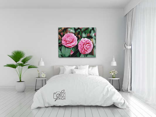 Paint by number - Lyserøde kameliaer