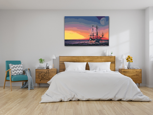 Paint by number - Sejlads ved solnedgang