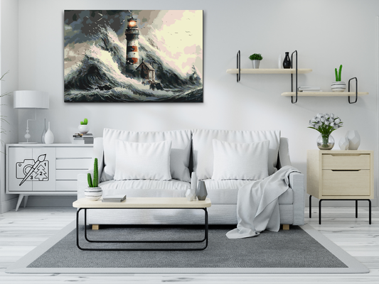 Paint by number - Fyrtårn i en storm