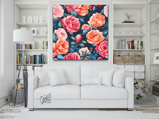 Diamond Paint - Blomsterbaggrund - roser