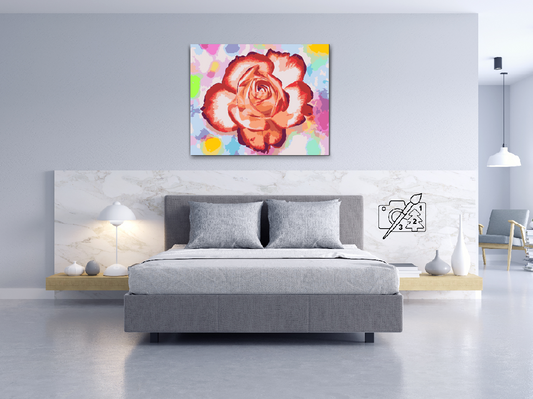 Paint by number - Rose på en farverig baggrund