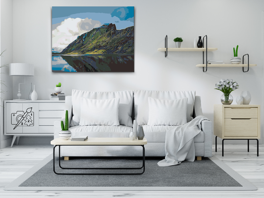 Paint by number - Sø i bjergene, fjorden