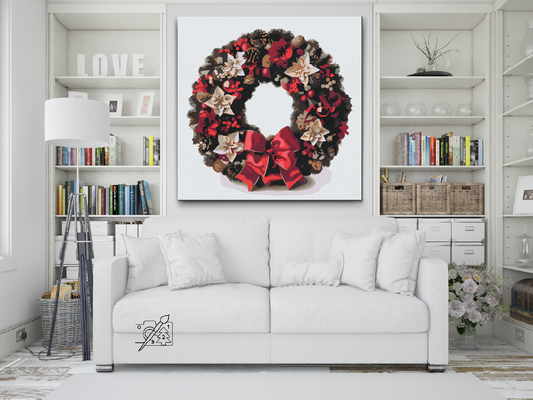 Paint by number - Rød julekrans