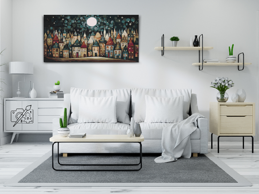 Paint by number - Små huse om natten