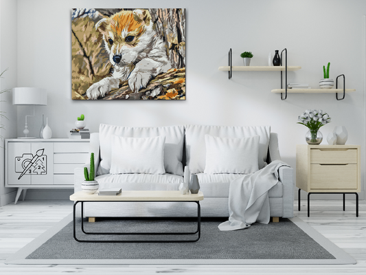 Paint by number - Hvalp leger i skoven