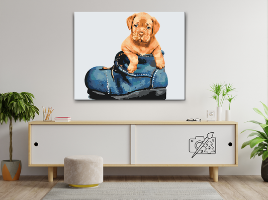 Paint by number - Hvalp i sko