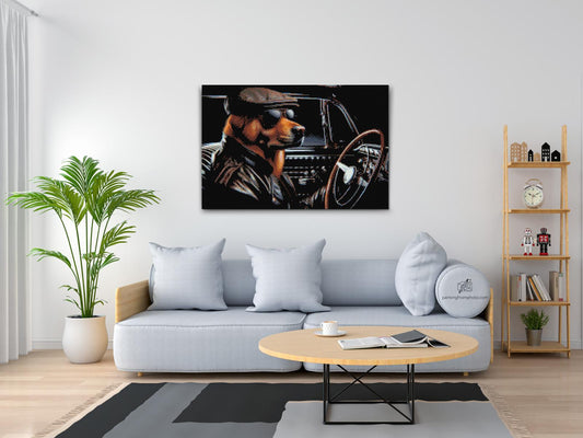 Diamond Paint - En hund i en sort cabriolet