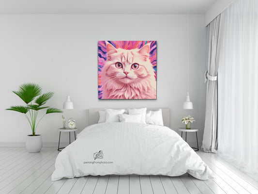 Diamond Paint - Kat i nuancer af pink