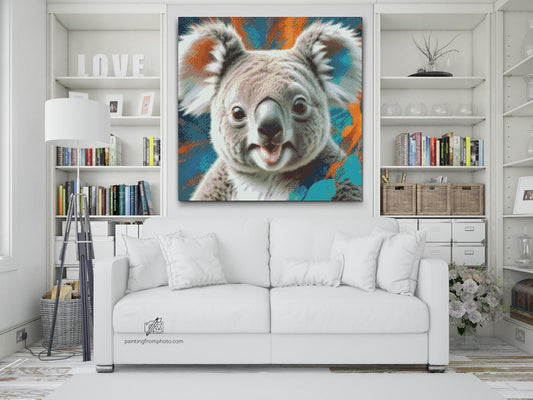 Diamond Paint - Koala i nuancer af turkis og orange