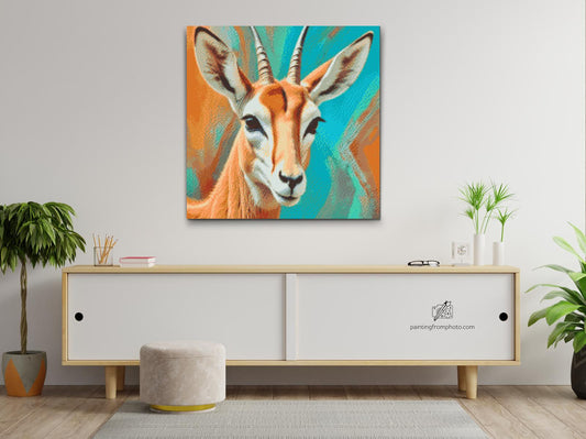 Diamond Paint - Gazelle i nuancer af turkis og orange