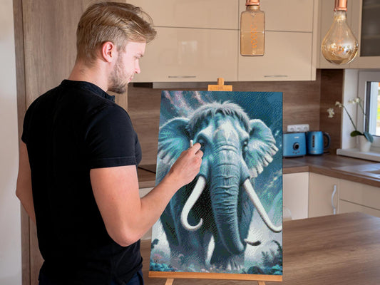 Diamond Paint - Mammut i nuancer af mørk turkis