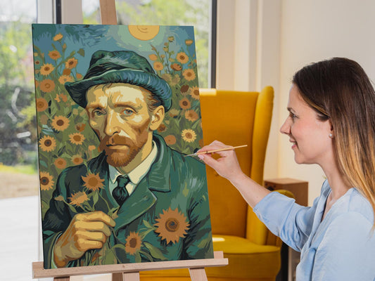 Paint by number - Vincent Van Gogh i en solsikkemark