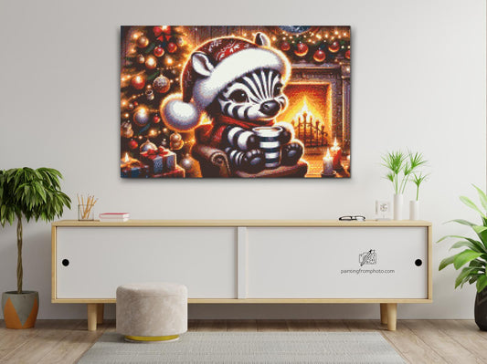 Diamond Paint - Julezebra og en kop kaffe