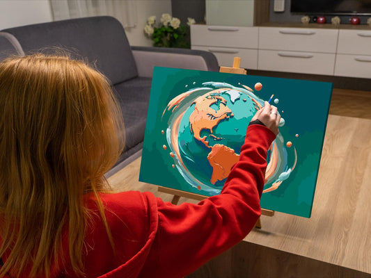 Paint by number - Abstrakt planet Jorden