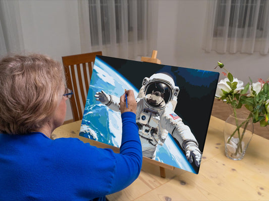 Paint by number - Astronaut med planeten Jorden