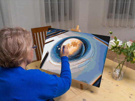 Paint by number - Planet tegnet på papir