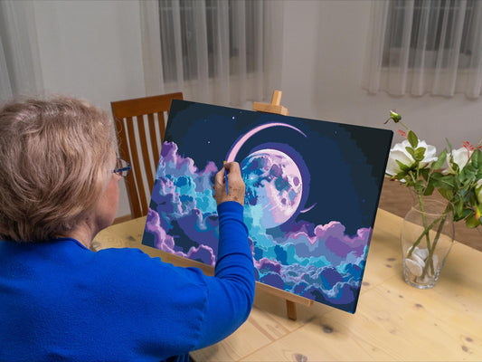 Paint by number - Surrealistisk lillablå planet