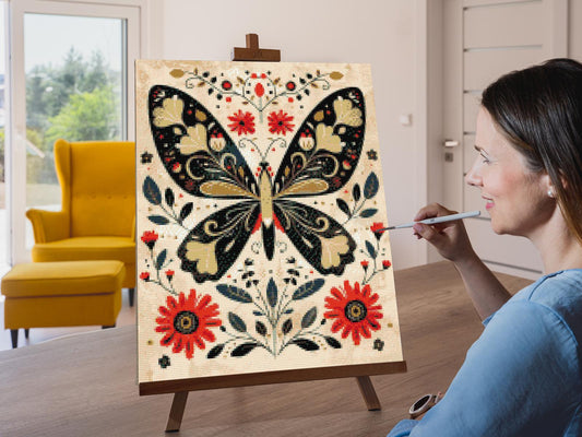 Diamond Paint - Nordisk folkekunst - Sommerfugl