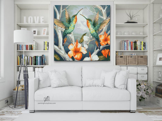 Diamond Paint - Kolibrier blandt blomster