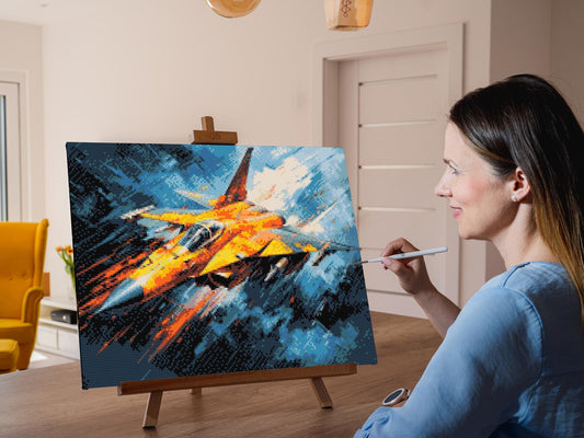 Diamond Paint - Gult militærfly