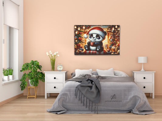 Diamond Paint - Julepanda og en kop kaffe