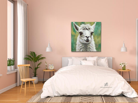 Diamond Paint - Llama i nuancer af dæmpet grønt