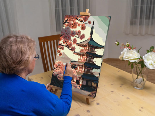 Paint by number - Pagode med sakura