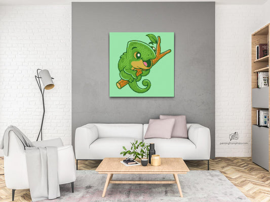 Diamond Paint - Kameleon på en gren