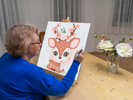 Paint by number - Hjorte med kirsebærblomster