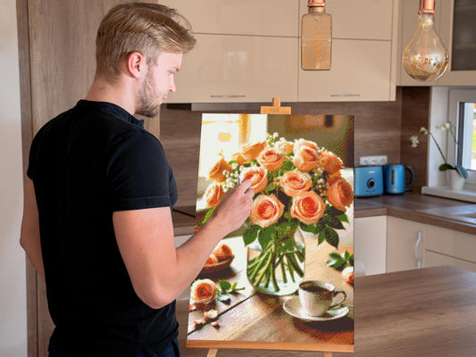 Diamond Paint - Buket roser i en vase
