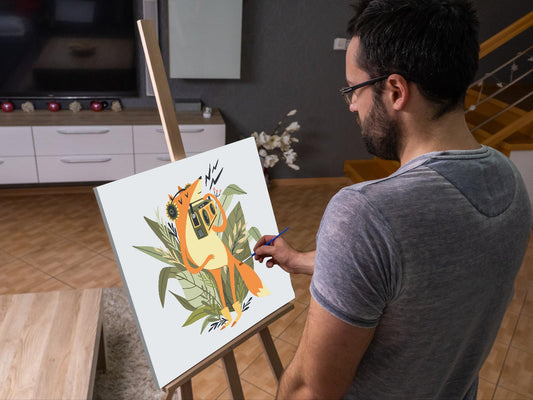 Paint by number - Illustration - Ræv med en radio