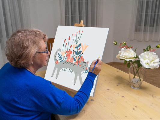 Paint by number - Illustration - Grå kat