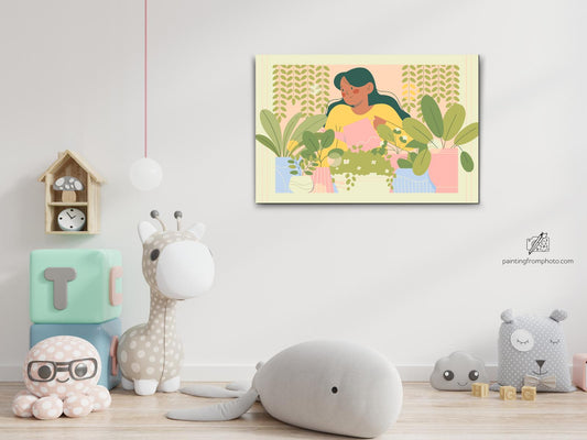 Paint by number - Illustration - Pasning af stueplanter