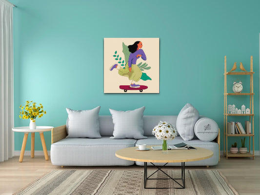 Diamond Paint - Illustration - Kvinde på skateboard