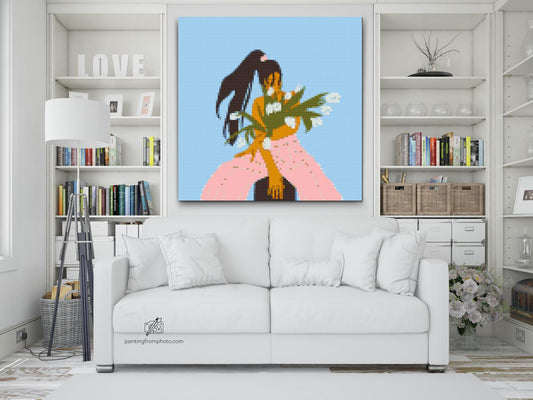 Diamond Paint - Illustration - Kvinde med tulipaner