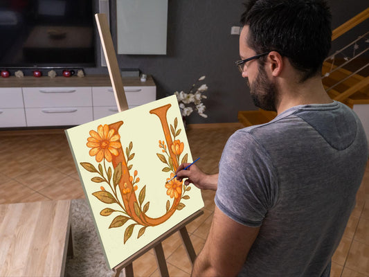 Paint by number - Bogstav U - Blomstermønster