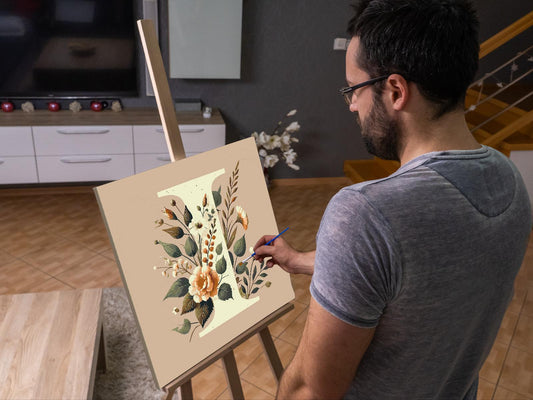 Paint by number - Bogstav I - Blomstermønster