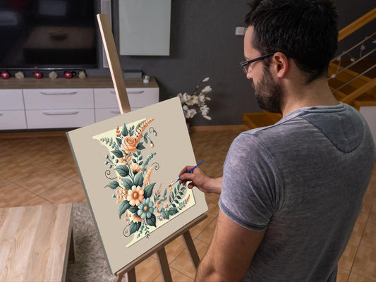 Paint by number - Bogstav L - Blomstermønster